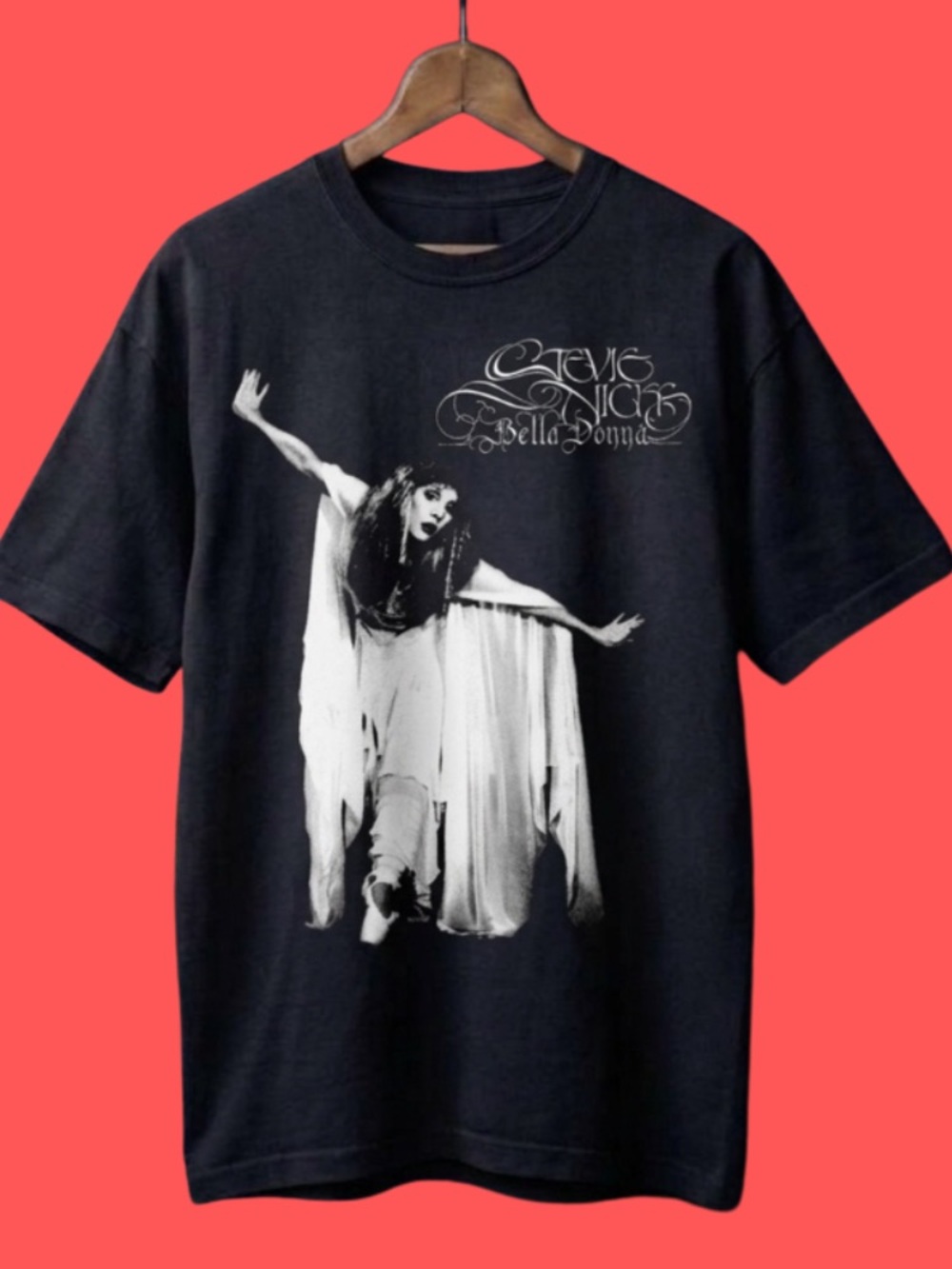 Black Graphic Tee with White Ghost Print